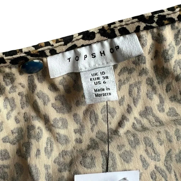 Topshop Brown Animal Print Scoop Neck Fit & Flare Mini Dress 4 - Picture 4 of 4